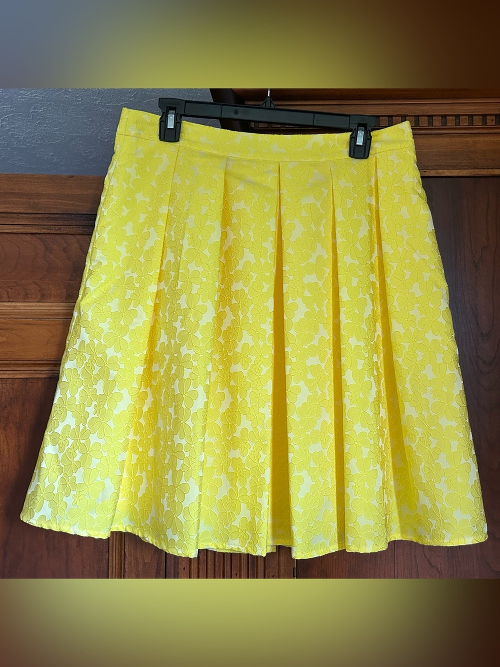 Halogen® × Atlantic-Pacific Jacquard Pleat Skirt, Medium, YELLOW LIGHT - Picture 3 of 16